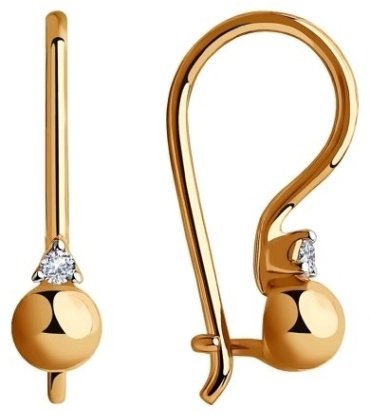 Серьги Diamant 51-120-00511-1 вес 1.26 г золото, фианит купить,97573