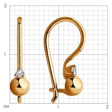 Серьги Diamant 51-120-00511-1 вес 1.26 г золото, фианит купить,97573