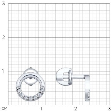 Пусеты SOKOLOV 94023038-sk17 вес 1.59 г серебро, фианит купить,10644