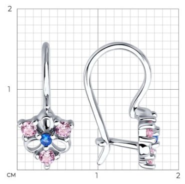 Серьги Diamant 94-120-02163-1 вес 1.21 г серебро, фианит купить,8123