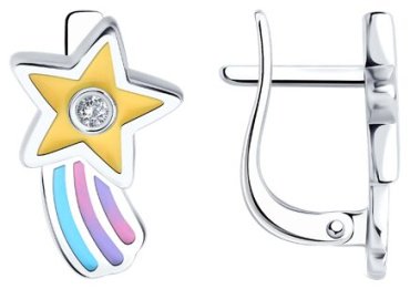 Серьги Diamant 94-120-02218-1 вес 1.86 г серебро, фианит, эмаль купить,11230