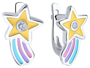 Серьги Diamant 94-120-02218-1 вес 1.86 г серебро, фианит, эмаль купить,11230
