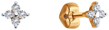 Пусеты Diamant 51-122-02421-1 вес 0.9 г золото, фианит купить,79334