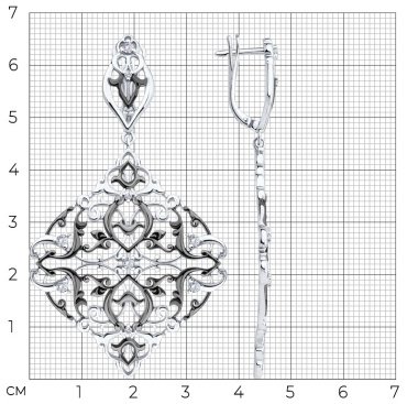 Серьги Diamant 94-121-02352-1 вес 13.23 г серебро, фианит купить,80028
