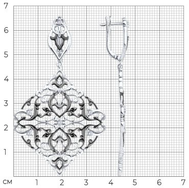 Серьги Diamant 94-121-02352-1 вес 13.23 г серебро, фианит купить,80028