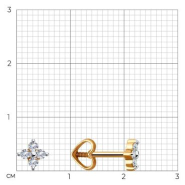 Пусеты Diamant 51-122-02421-1 вес 0.9 г золото, фианит купить,79334