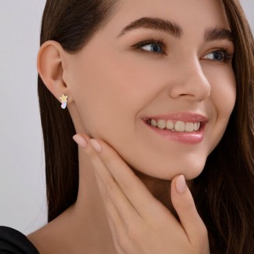 Серьги Diamant 94-120-02218-1 вес 1.86 г серебро, фианит, эмаль купить,11230