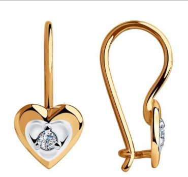 Серьги Diamant 51-120-01458-1 вес 0.99 г золото, фианит купить,82736