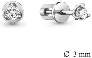 Пусеты AQUAMARINE 42088.5 вес 0.91 г серебро, фианит купить,17442