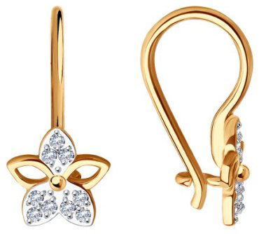 Серьги Diamant 51-120-01485-1 вес 1.04 г золото, фианит купить,96999