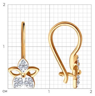 Серьги Diamant 51-120-01485-1 вес 1.04 г золото, фианит купить,96999