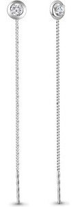 Серьги-цепочки AQUAMARINE 45473А вес 1 г серебро, фианит купить,11774