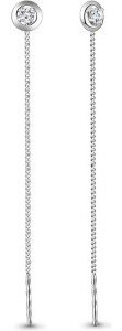 Серьги-цепочки AQUAMARINE 45473А вес 1 г серебро, фианит купить,11774