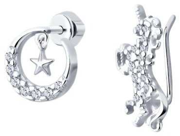 Серьги SOKOLOV 94026199 вес 1.59 г серебро, фианит купить,9779