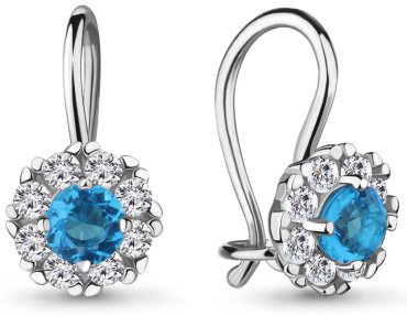 Серьги AQUAMARINE 40965Б.5 вес 1.44 г серебро, стекло, фианит купить,13712