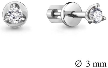 Пусеты AQUAMARINE 420881_skazka_2 вес 0.93 г серебро, фианит купить,11774