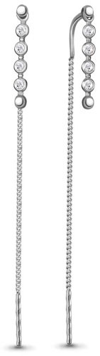Серьги-цепочки AQUAMARINE 48377А вес 1.36 г серебро, фианит купить,18263