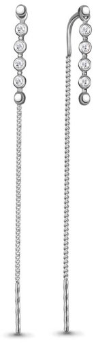 Серьги-цепочки AQUAMARINE 48377А вес 1.36 г серебро, фианит купить,18263