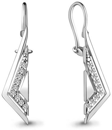 Серьги AQUAMARINE 48759А вес 1.76 г серебро, фианит купить,16483