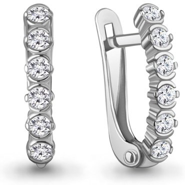 Серьги AQUAMARINE 400489А вес 1.72 г серебро, фианит купить,23598