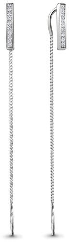 Серьги-цепочки AQUAMARINE 48376А вес 1.6 г серебро, фианит купить,24613