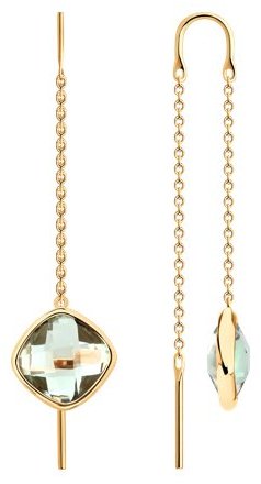 Серьги-цепочки SOKOLOV 729044 вес 2.35 г золото, празиолит купить,175134