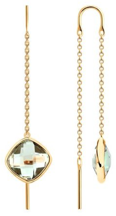 Серьги-цепочки SOKOLOV 729044 вес 2.35 г золото, празиолит купить,175134