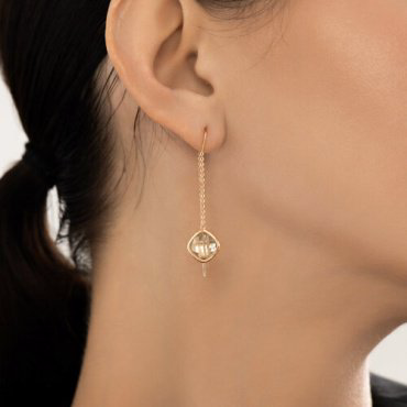 Серьги-цепочки SOKOLOV 729044 вес 2.35 г золото, празиолит купить,175134