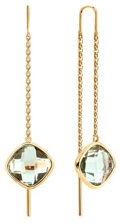 Серьги-цепочки SOKOLOV 729044 вес 2.35 г золото, празиолит купить,175134