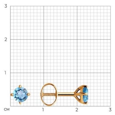 Пусеты SOKOLOV 728730 вес 0.97 г золото, топаз купить,108741