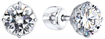Пусеты SOKOLOV 94025227 вес 1.89 г серебро, фианит купить,15000
