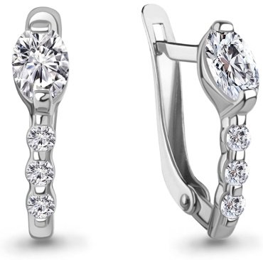 Серьги AQUAMARINE 400202А_a вес 1.92 г серебро, фианит купить,24419