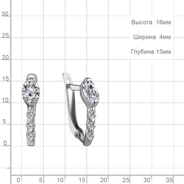 Серьги AQUAMARINE 400202А_a вес 1.92 г серебро, фианит купить,24419