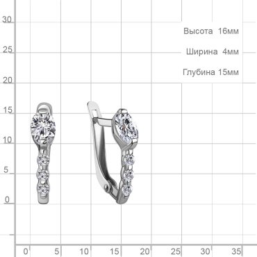 Серьги AQUAMARINE 400202А_a вес 1.92 г серебро, фианит купить,24419
