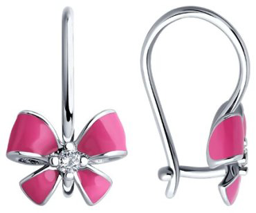 Серьги Diamant 94-120-02150-1 вес 1.32 г серебро, эмаль, фианит купить,7970