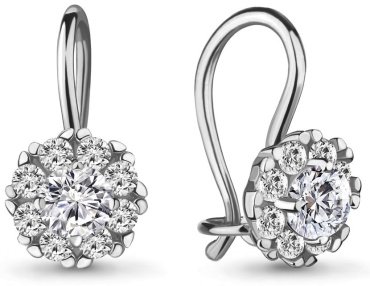 Серьги AQUAMARINE 40965А вес 1.47 г серебро, фианит купить,13159