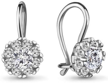 Серьги AQUAMARINE 40965А вес 1.47 г серебро, фианит купить,13159