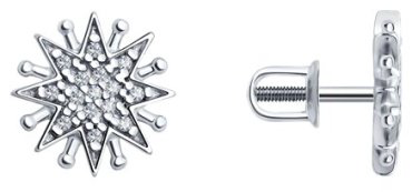 Серьги Diamant 94-122-02109-1 вес 1.93 г серебро, фианит купить,15874
