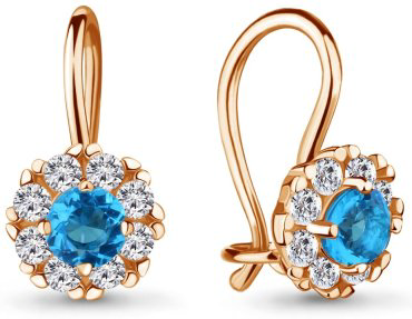 Серьги AQUAMARINE 40965Б вес 1.4 г серебро, фианит купить,13712