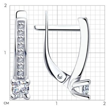 Серьги Diamant 94-120-01573-1 вес 2.3 г серебро, фианит купить,8923