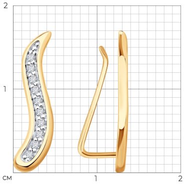 Кафф Diamant 51-120-02905-1 вес 1.32 г золото, фианит купить,130636