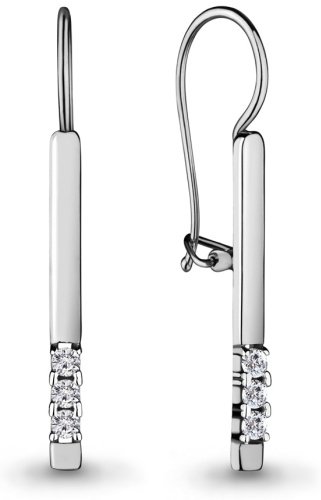 Серьги AQUAMARINE 46692А.5 вес 1.5 г серебро, фианит купить,16621