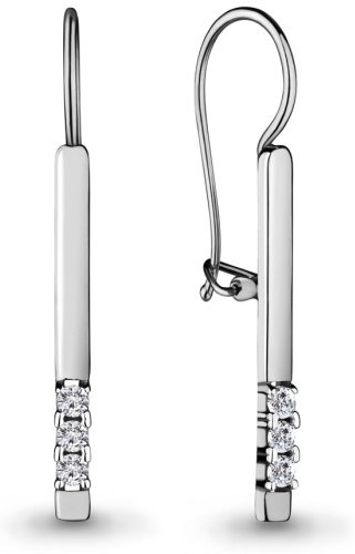 Серьги AQUAMARINE 46692А.5 вес 1.5 г серебро, фианит купить,16621