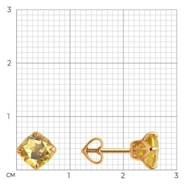Пусеты Diamant 51-322-01764-4 вес 1.42 г золото, цитрин купить,148293