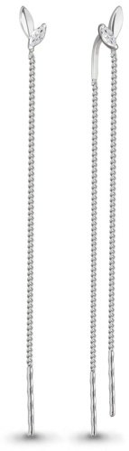 Серьги-цепочки AQUAMARINE 48966 вес 1.14 г серебро, фианит купить,11774