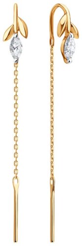 Серьги-цепочки SOKOLOV 0200607 вес 0.92 г золото, фианит купить,98799