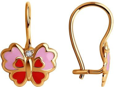 Серьги SOKOLOV 028946 вес 0.95 г золото, эмаль купить,119000