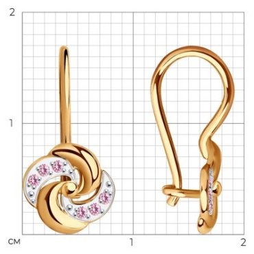 Серьги Diamant 51-120-01484-2 вес 1.19 г золото, фианит купить,101955