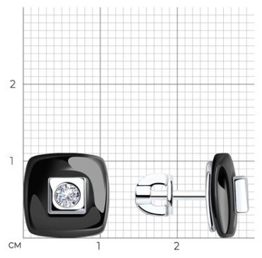 Пусеты Diamant 94-122-01278-1 вес 2.25 г серебро, фианит, керамика купить,11879