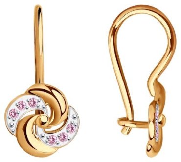 Серьги Diamant 51-120-01484-2 вес 1.19 г золото, фианит купить,101955